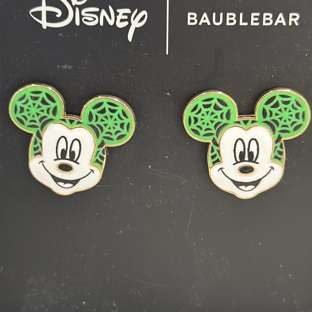 BaubleBar X Disney MICKEY MOUSE Halloween Glow in the Dark Spider Web Earrings